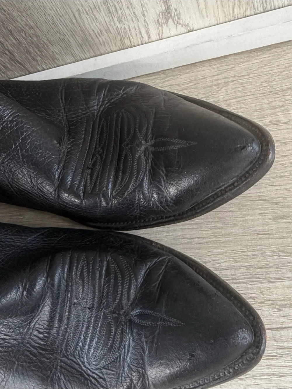 Vintage Anderson Bean Cowboy Boots Men Size 13 Black Leather Western Pointed Toe